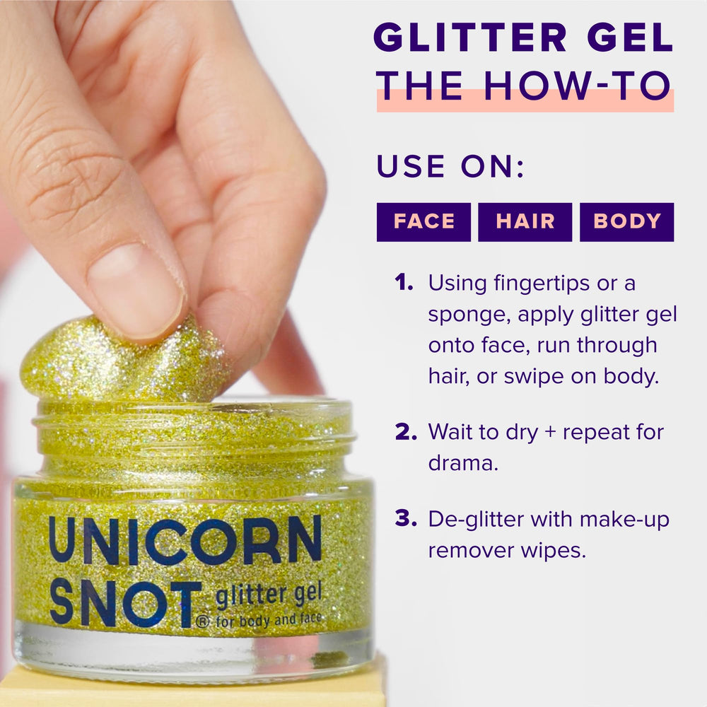 UNICORN SNOT brillo corporal para festival, transforma el cuerpo con color y brillo.