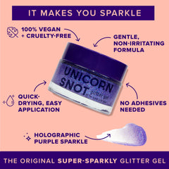 UNICORN SNOT brillo holográfico para cuerpo: brillo duradero para todo el cuerpo