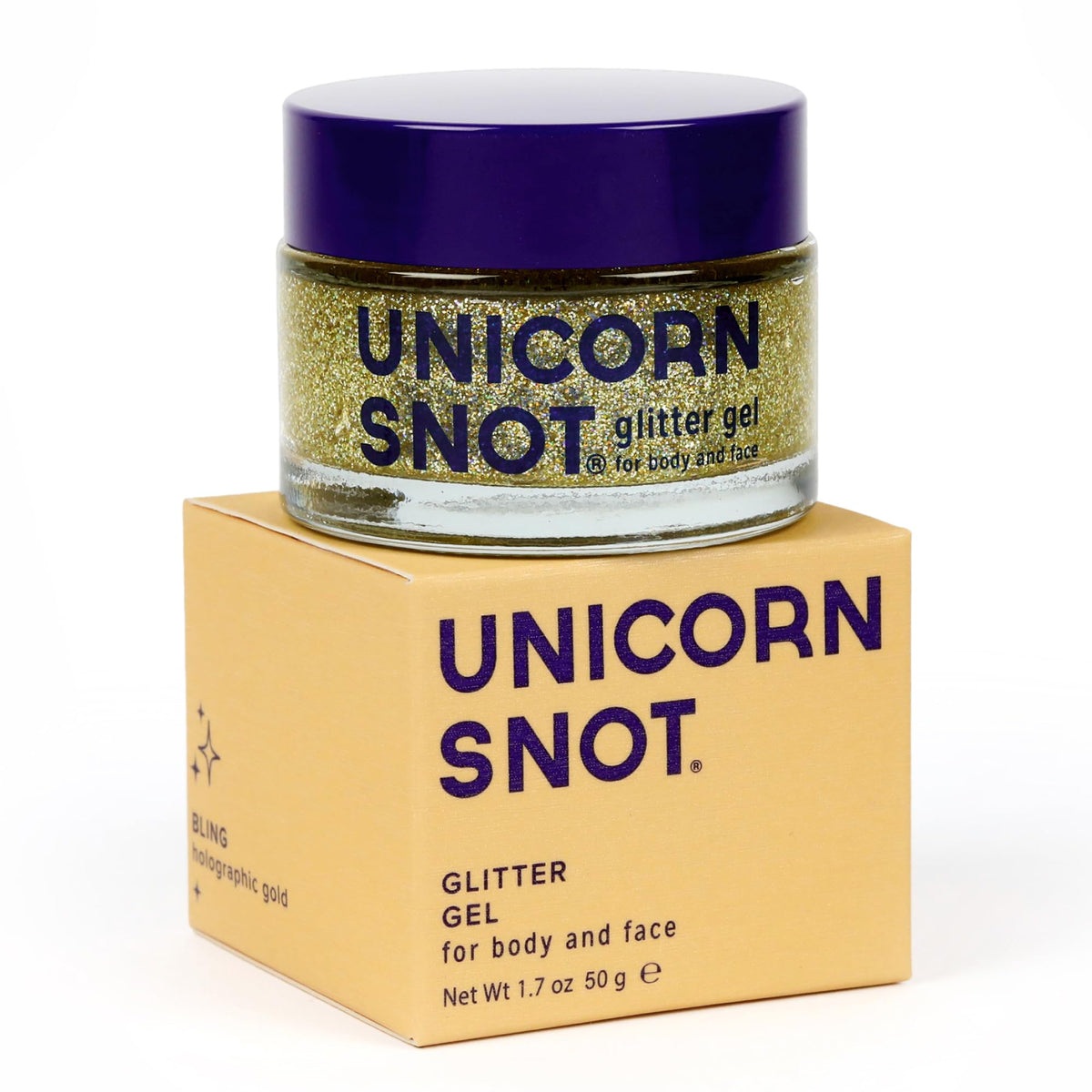 UNICORN SNOT brillo holográfico en frasco, brillo facial duradero y fácil de remover.
