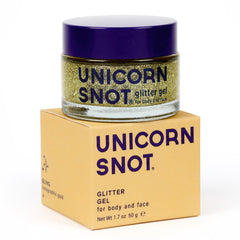 UNICORN SNOT brillo holográfico en frasco, brillo facial duradero y fácil de remover.