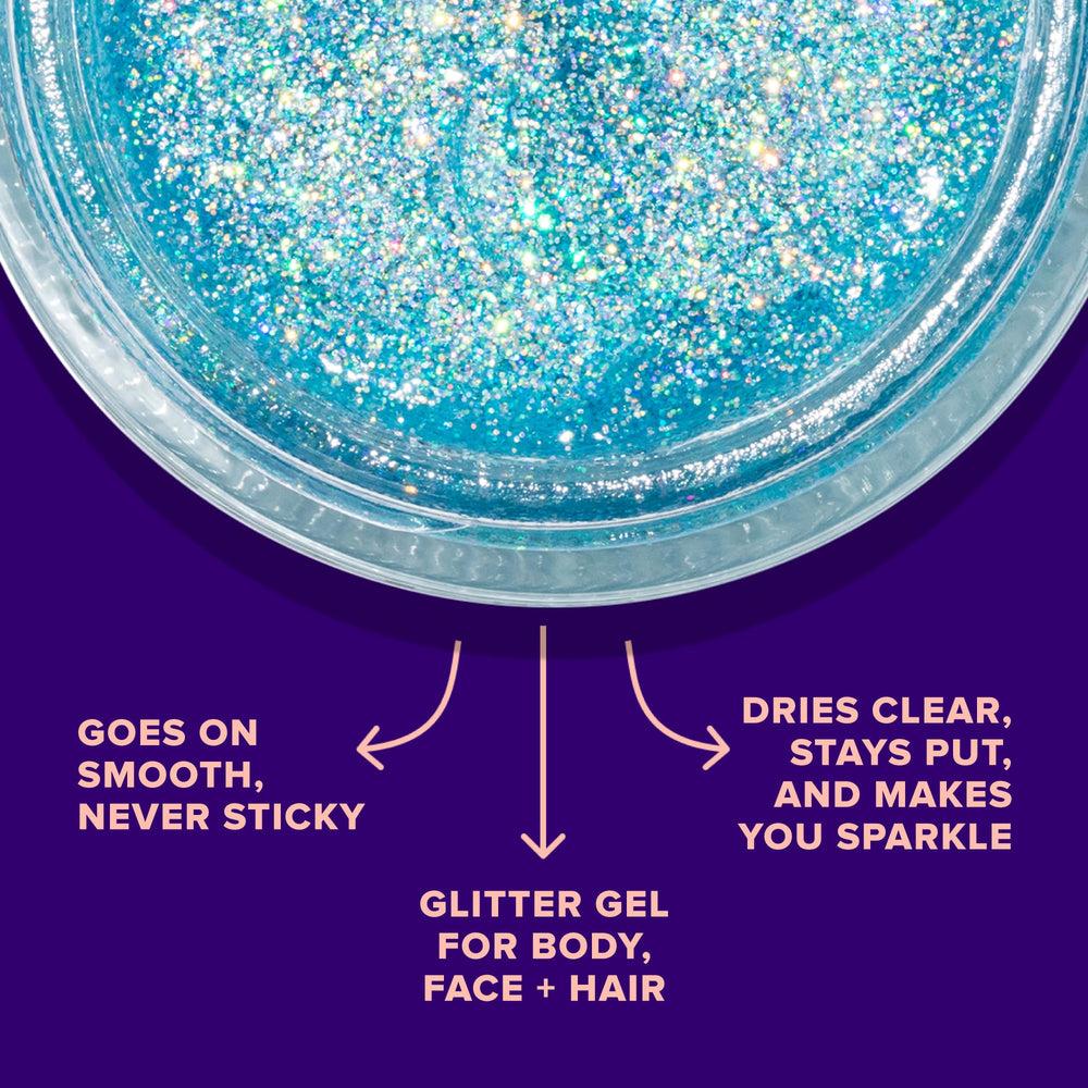 Unicorn Snot gel brillo azul para pómulos, efecto iluminador y seguro.
