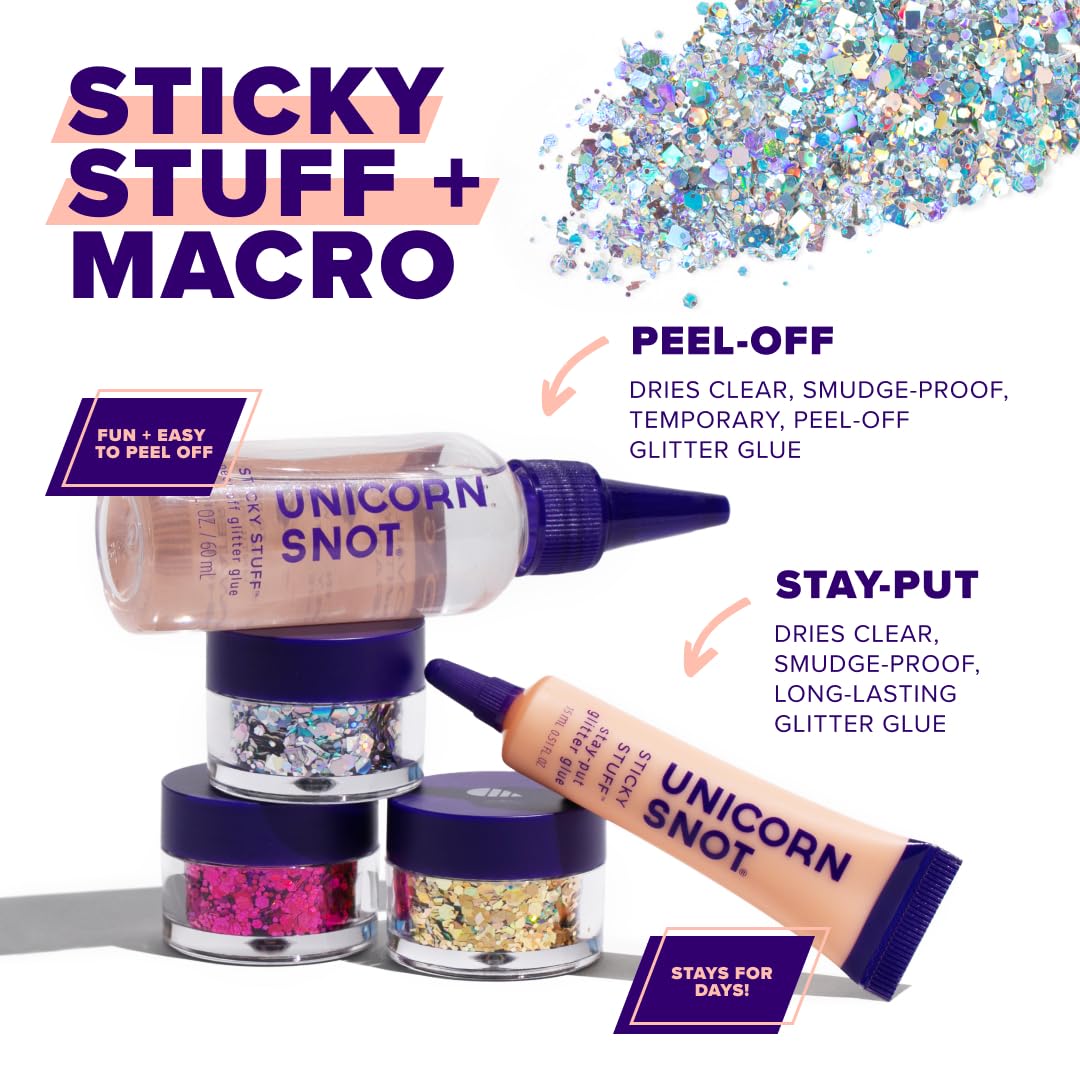 UNICORN SNOT Remoción fácil del brillo macro con desmaquillante adecuado.