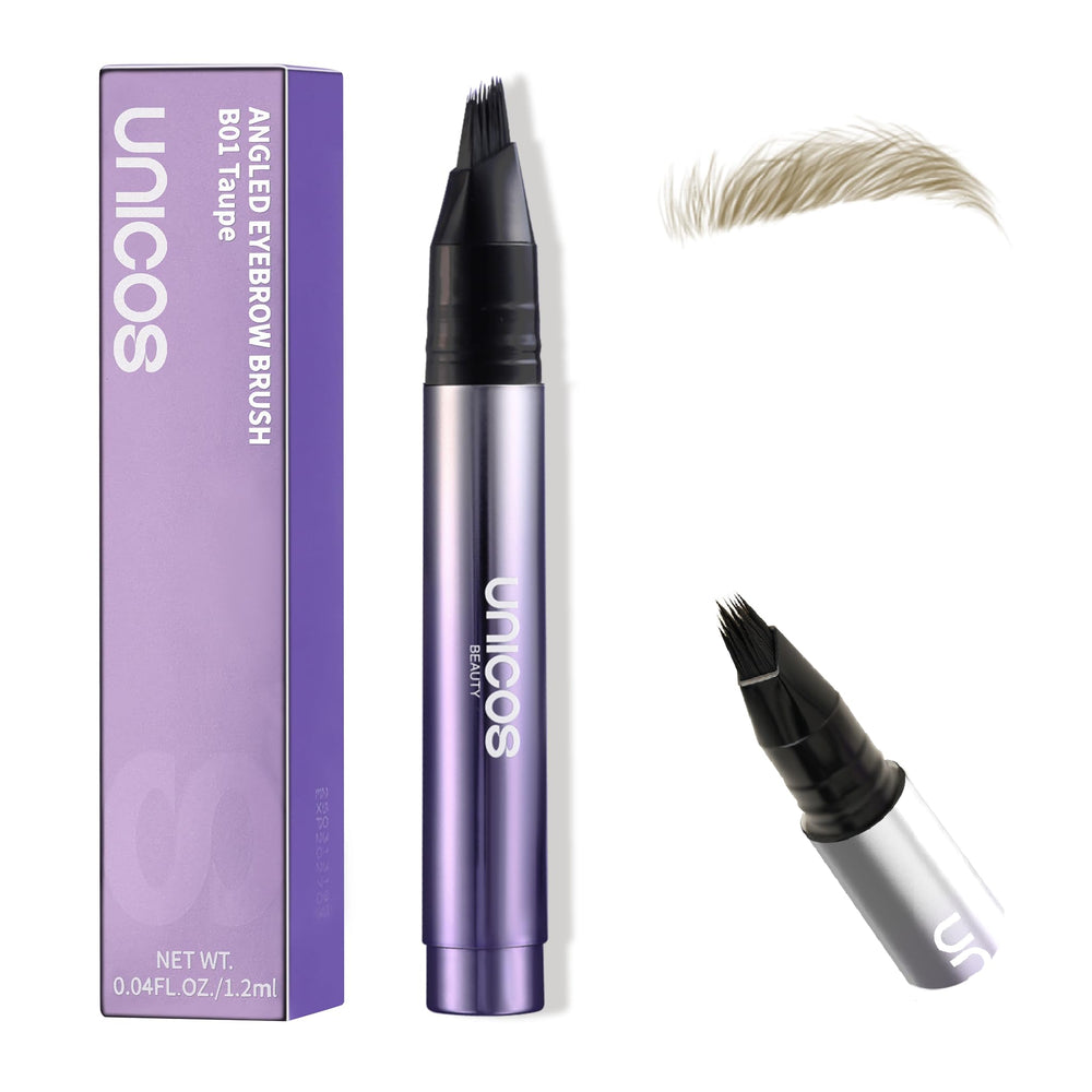 Unicos Eyebrow Pen with angled brush for precise, natural brows.