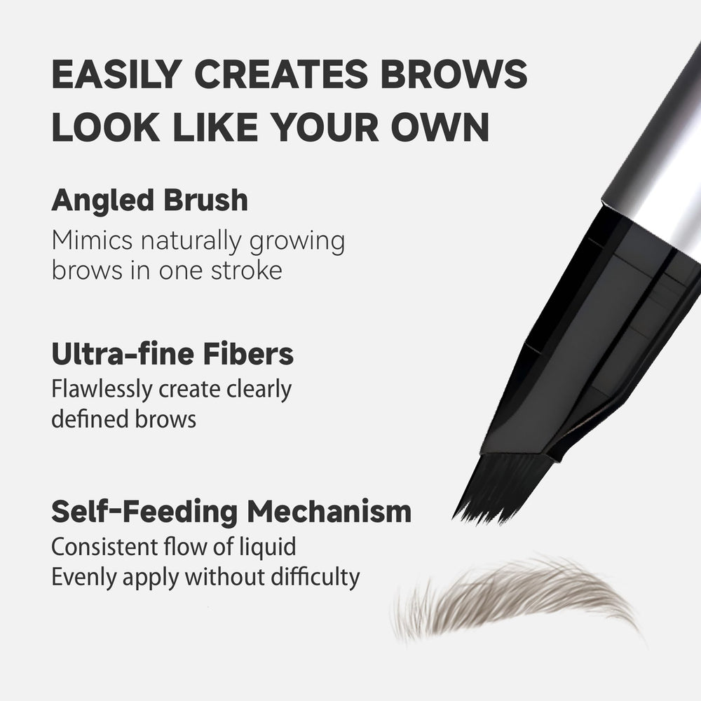 Unicos Eyebrow Pen demonstrates hairlike strokes for realistic brows.