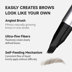 Unicos Eyebrow Pen demonstrates hairlike strokes for realistic brows.