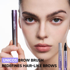 Unicos Eyebrow Pen close-up shows self-feeding tip for smooth application.