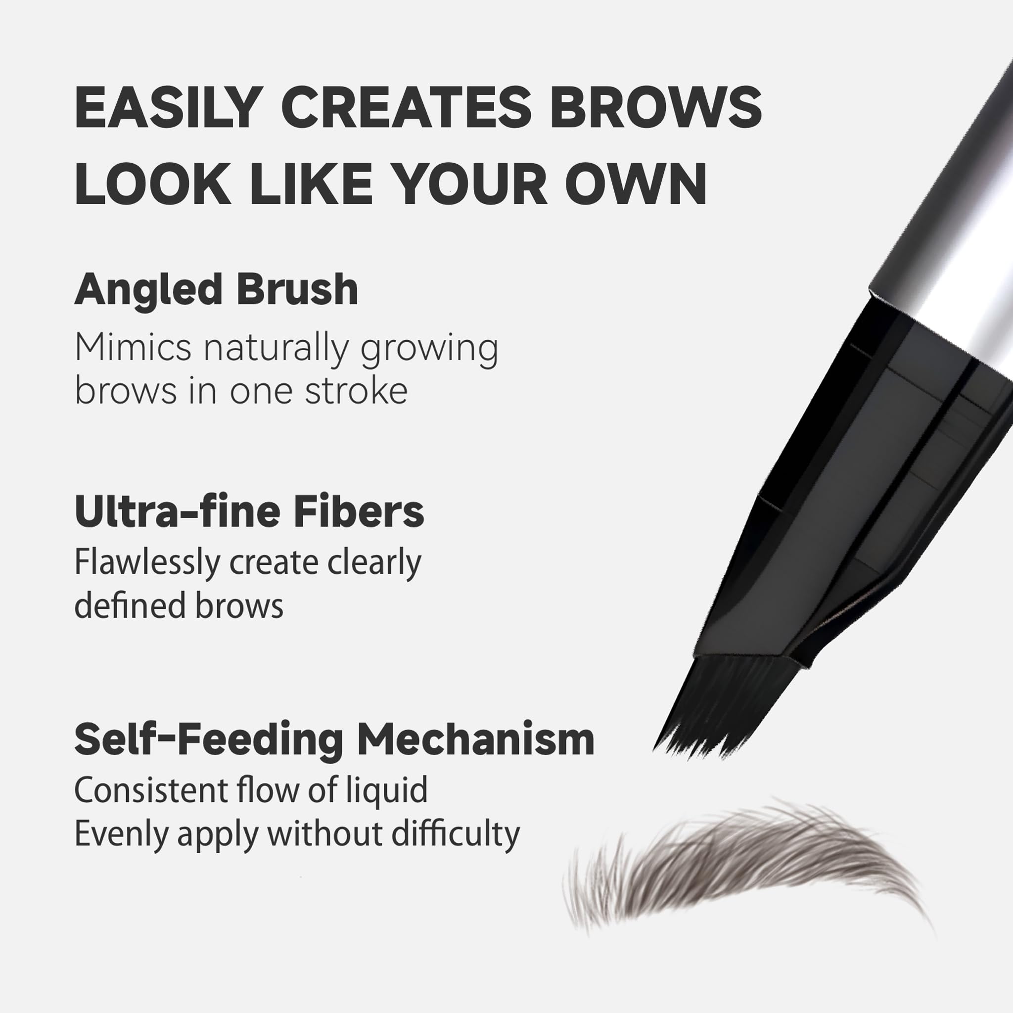Unicos Eyebrow Pen displaying waterproof and smudgeproof wear for all-day use.