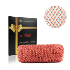 Esponja de red africana Unifab rosa, ideal para exfoliar suavemente durante la ducha.