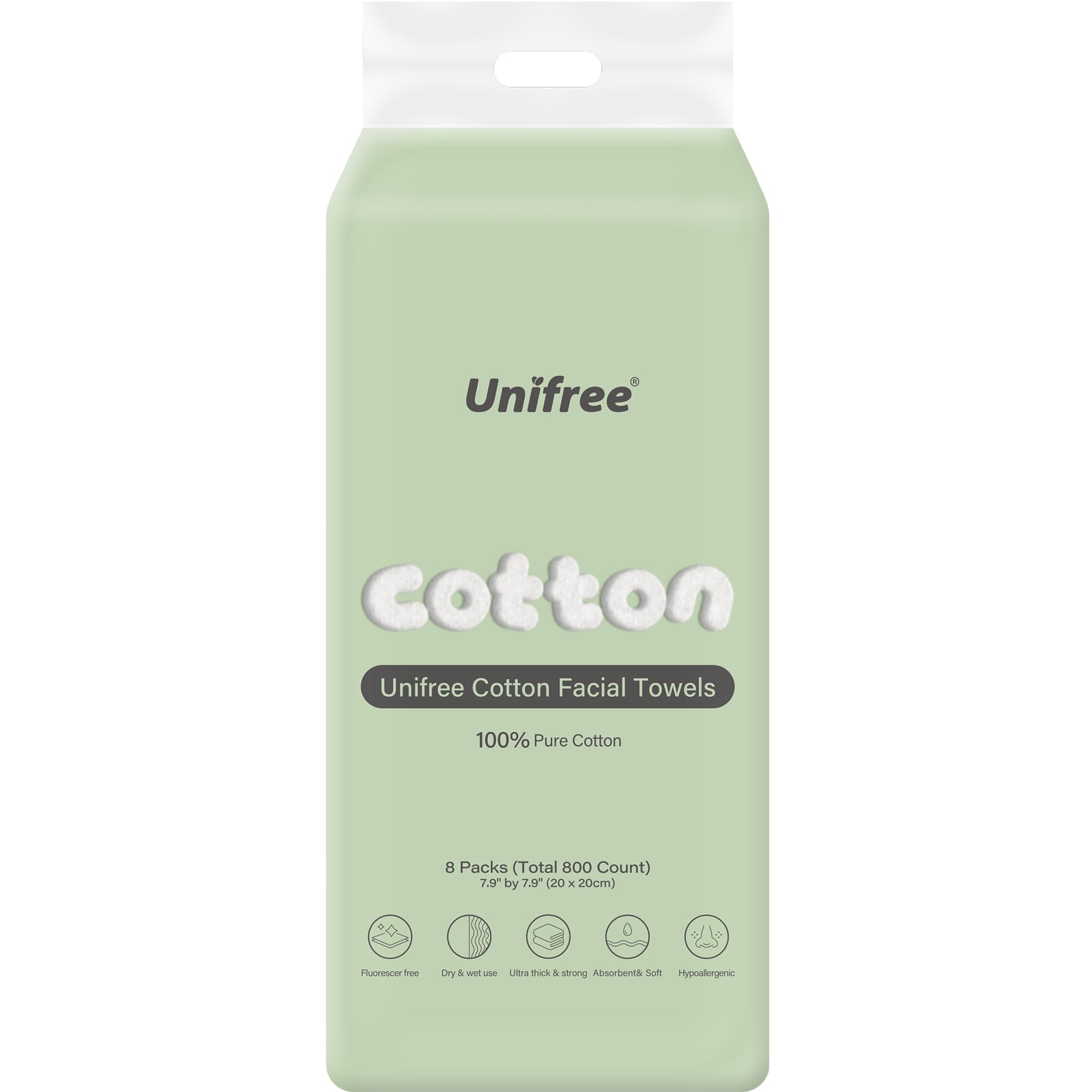 UNIFREE facial tissues close-up showing soft, absorbent texture for gentle daily use