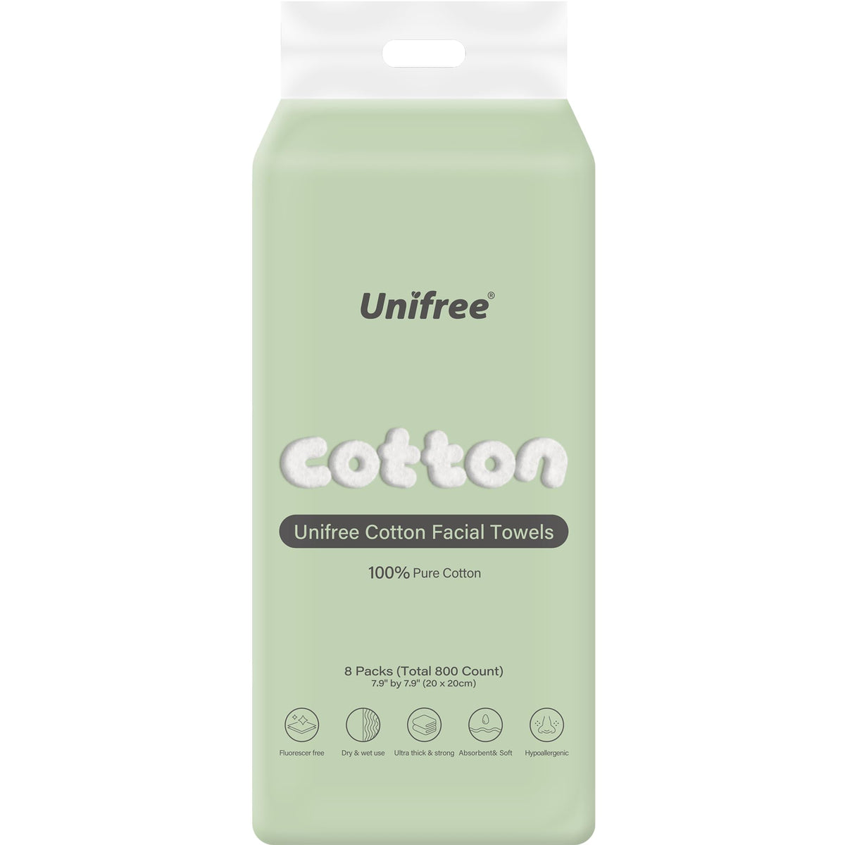 UNIFREE facial tissues close-up showing soft, absorbent texture for gentle daily use