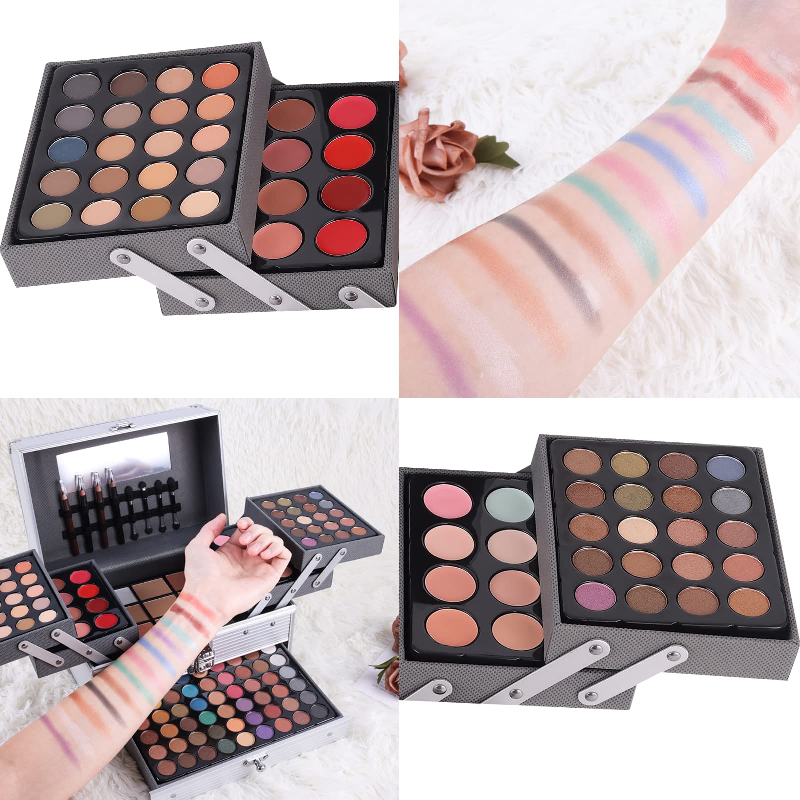 UNIFULL makeup kit with full mirror inside for accurate application anywhere.