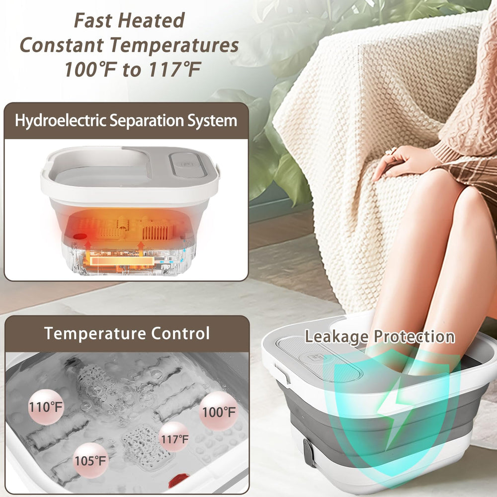 UNIFULL foot spa includes a handy storage box for spa materials.
