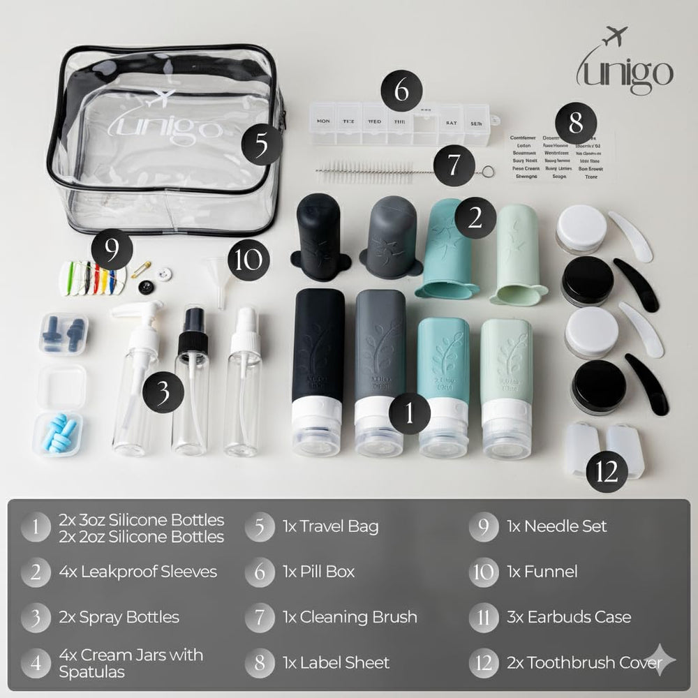 Unigo 90 ml and 60 ml silicone bottles close-up for easy squeezing