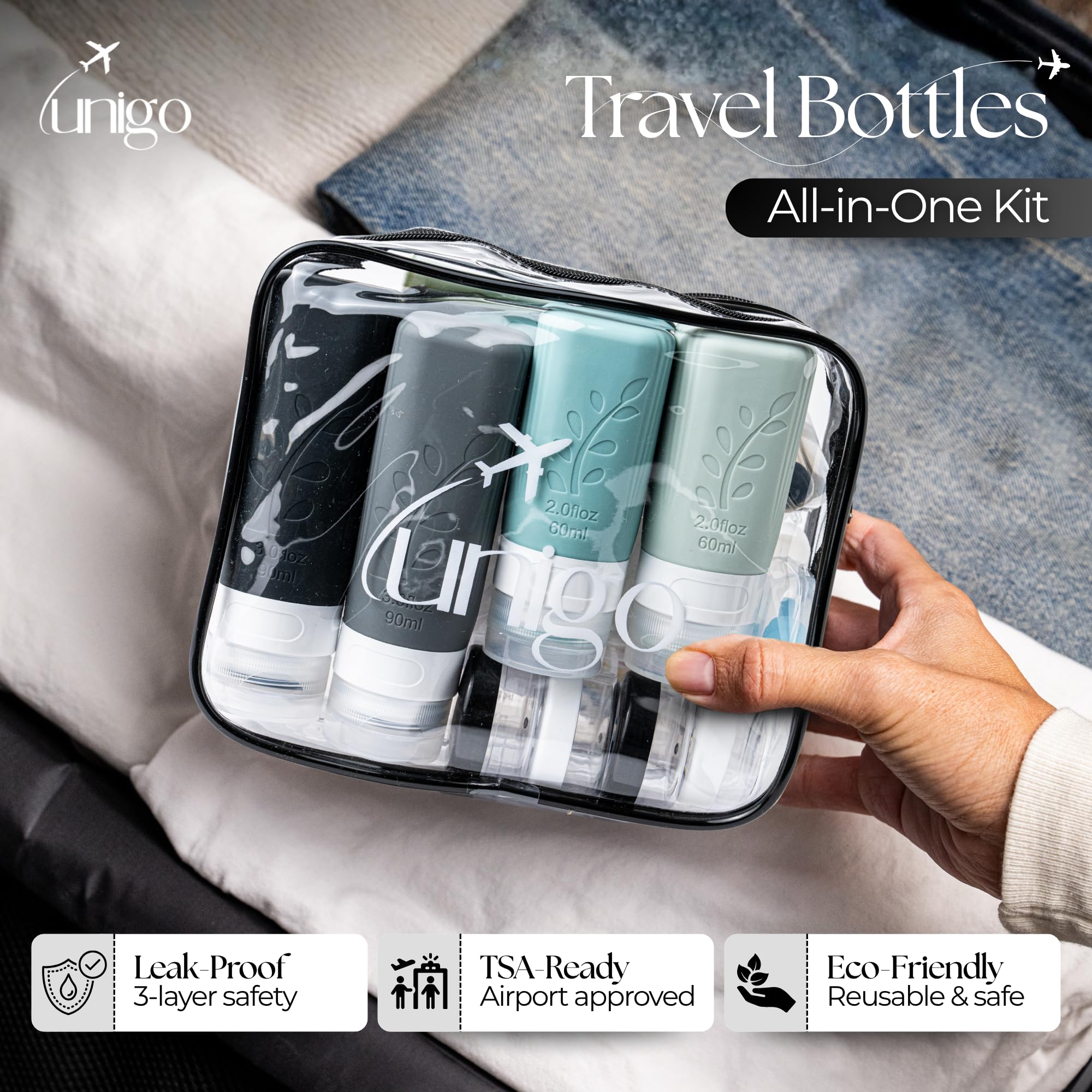 Unigo protective sleeves emphasize extra leak protection during flights