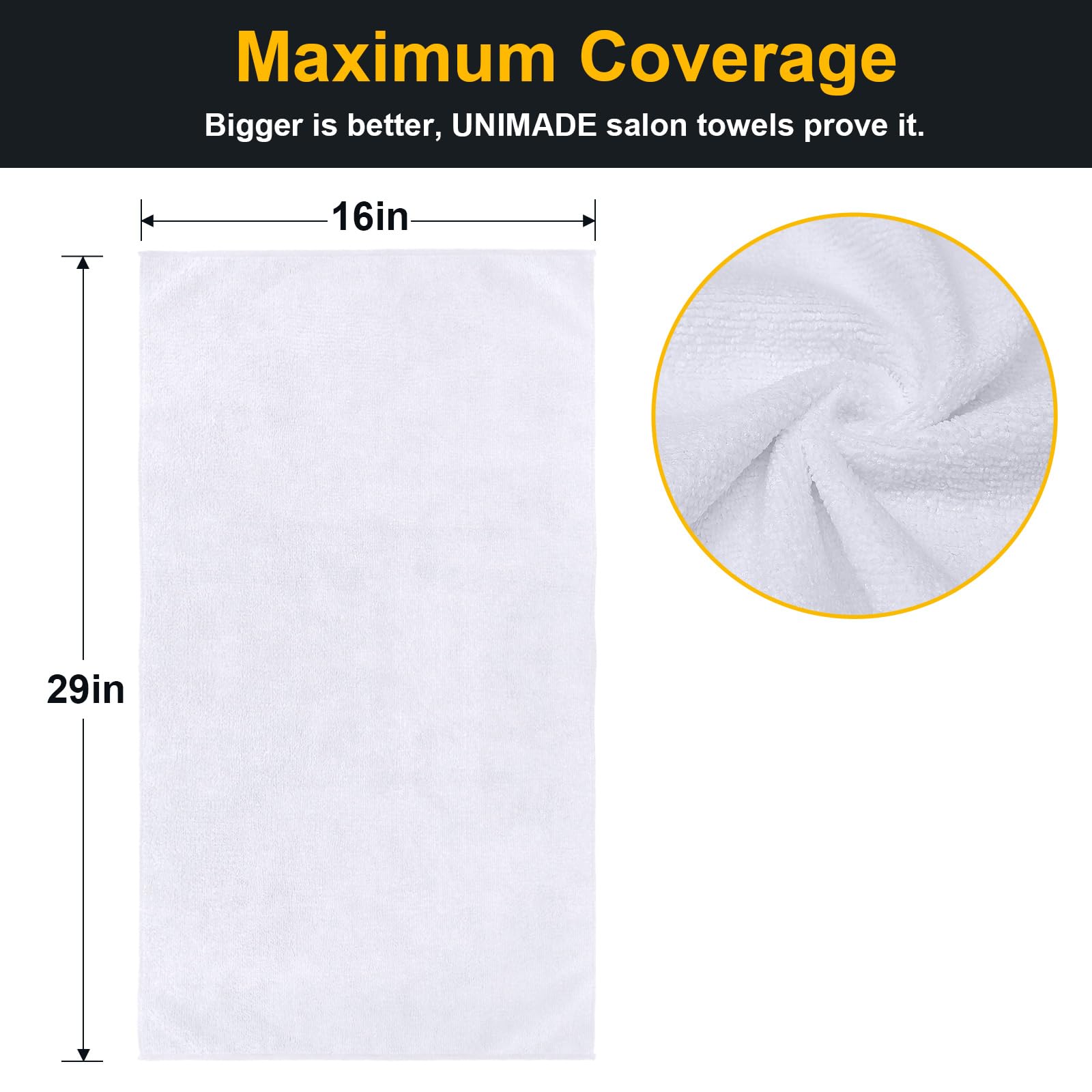 UNIMADE microfiber towels, 16x29 inches, soft touch for gym and spa visits