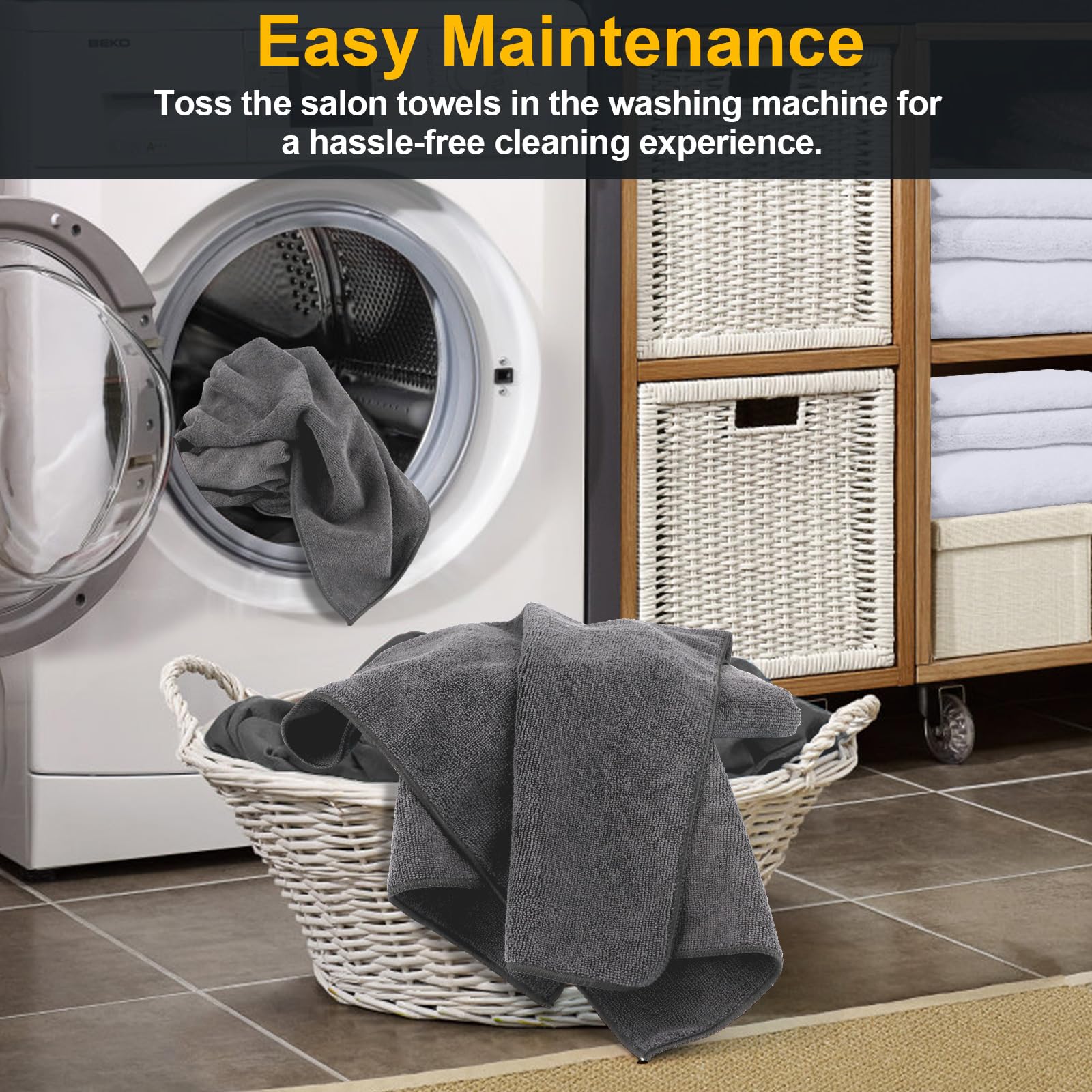 UNIMADE Salon Towels 24 Pack ideal for gym and spa routines in gray.