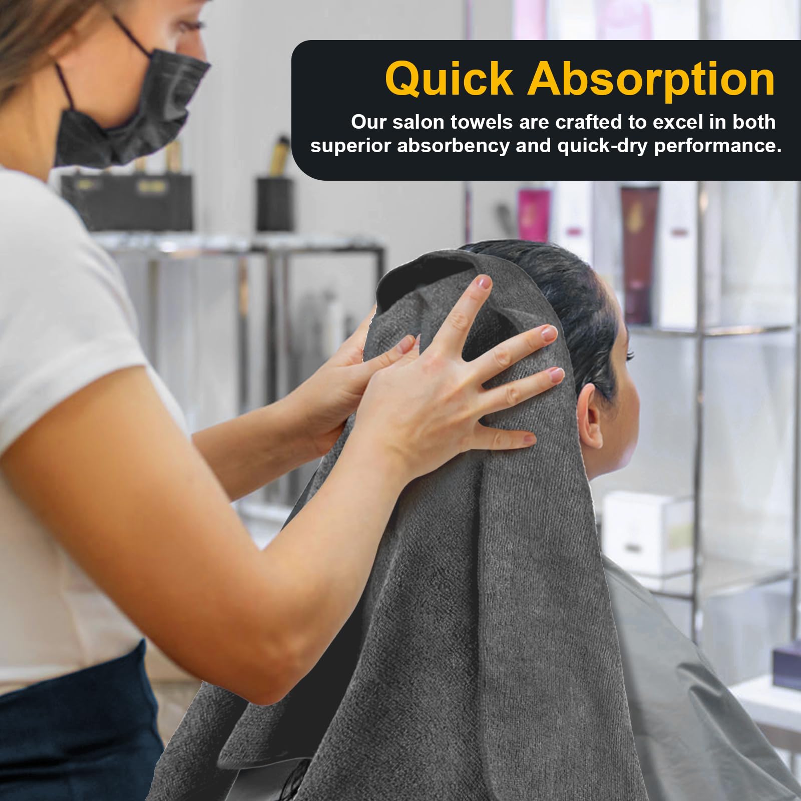 UNIMADE Salon Towels 24 Pack soft touch gray for comfortable client experiences.