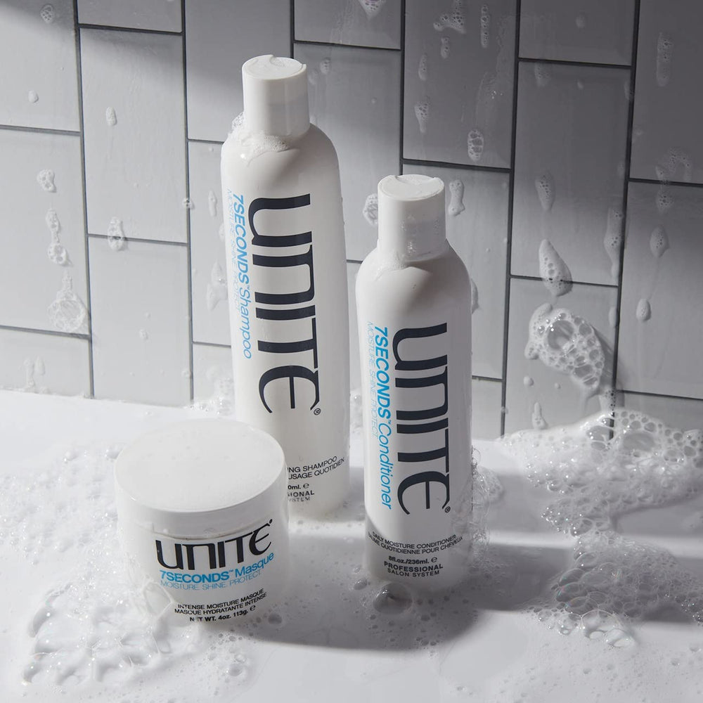 UNITE 7SECONDS Conditioner UV protection visuals for fade-reduction benefits