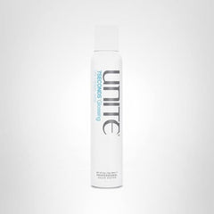 UNITE 7SECONDS Glossing Spray demonstrates UV and heat protection in bright setup.