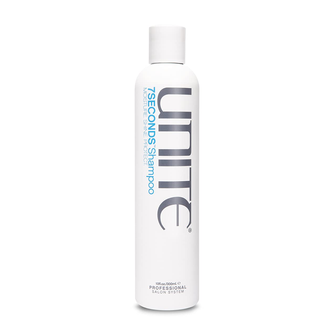 UNITE 7SECONDS Shampoo bottle emphasizes color protection and moisture.