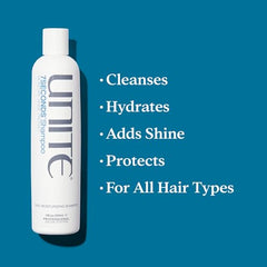 UNITE 7SECONDS Shampoo lather close-up shows gentle cleansing and shine.