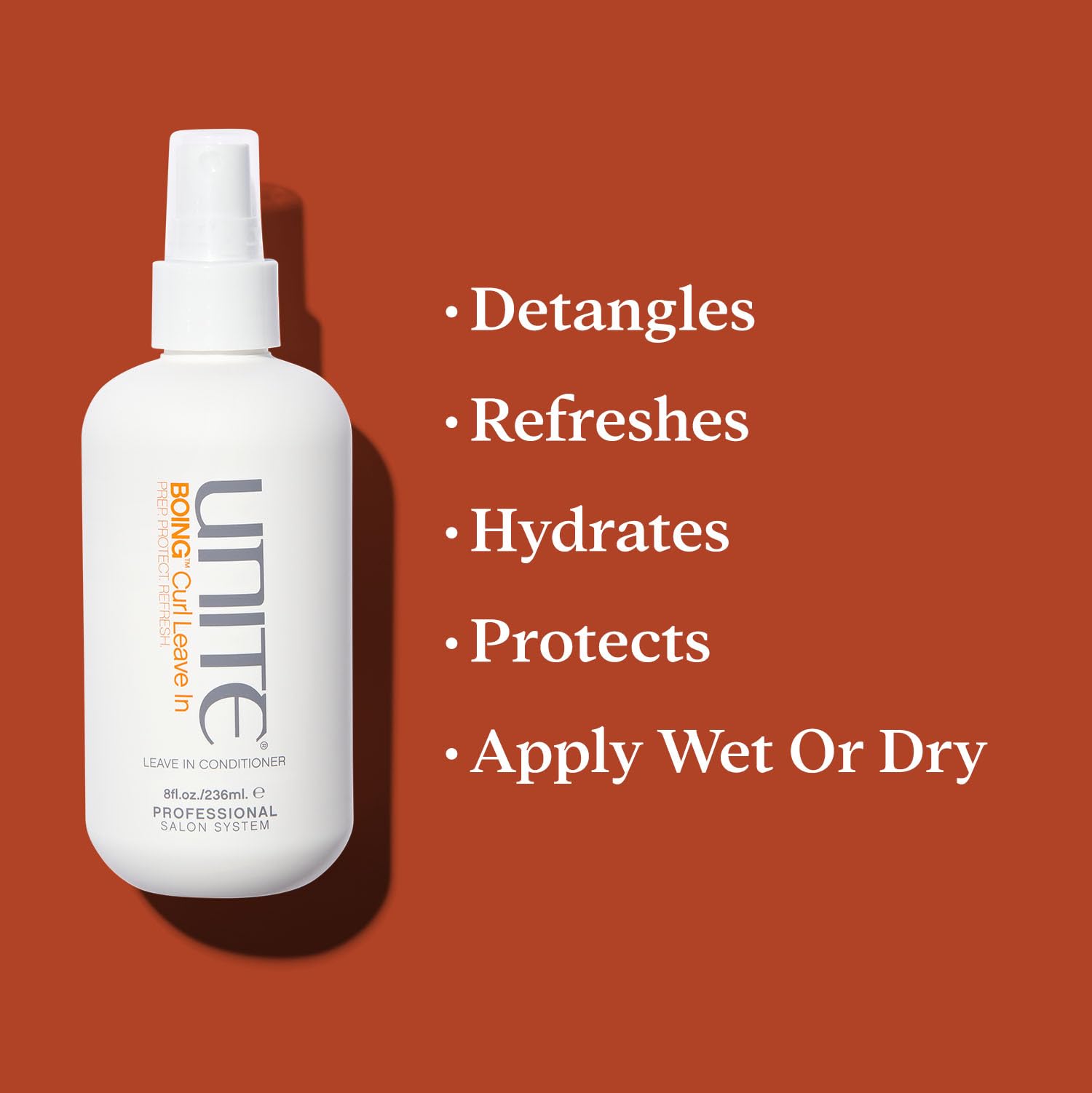 UNITE BOING Curl Leave-In applied on wet hair to detangle