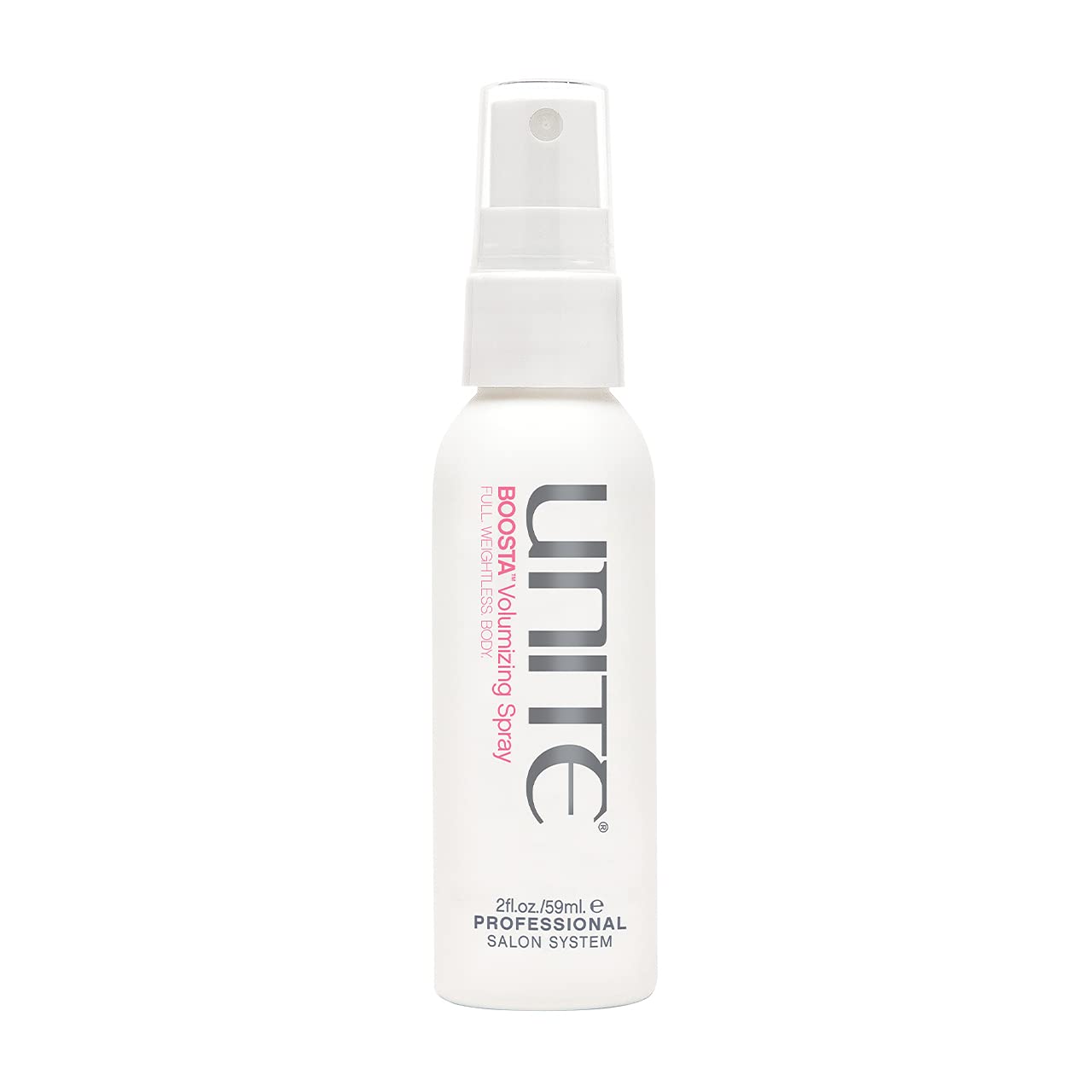 UNITE BOOSTA aerosol voluminizante, botella de viaje para volumen ligero en cabello fino