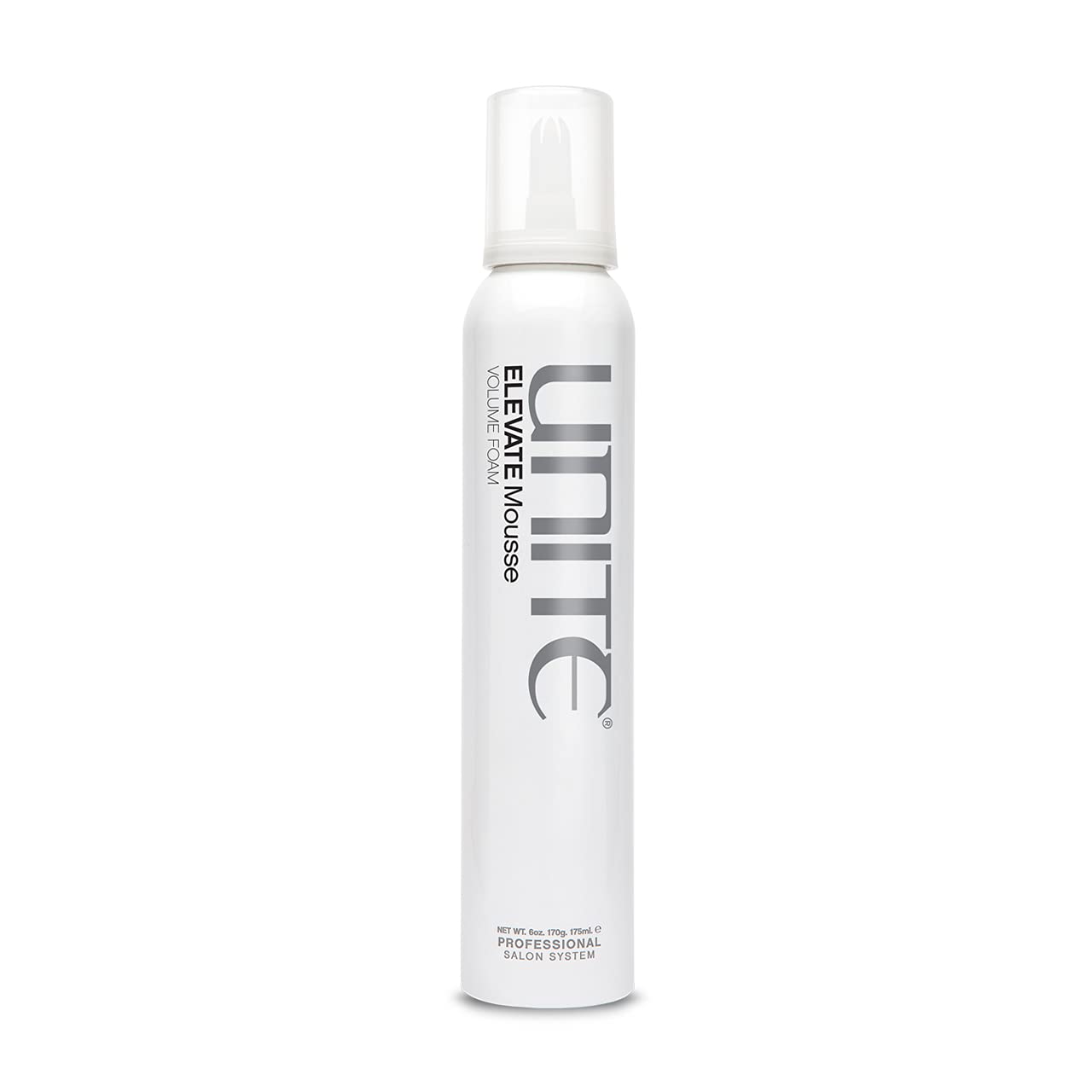 UNITE Elevate Mousse bottle front view showing volume and shine