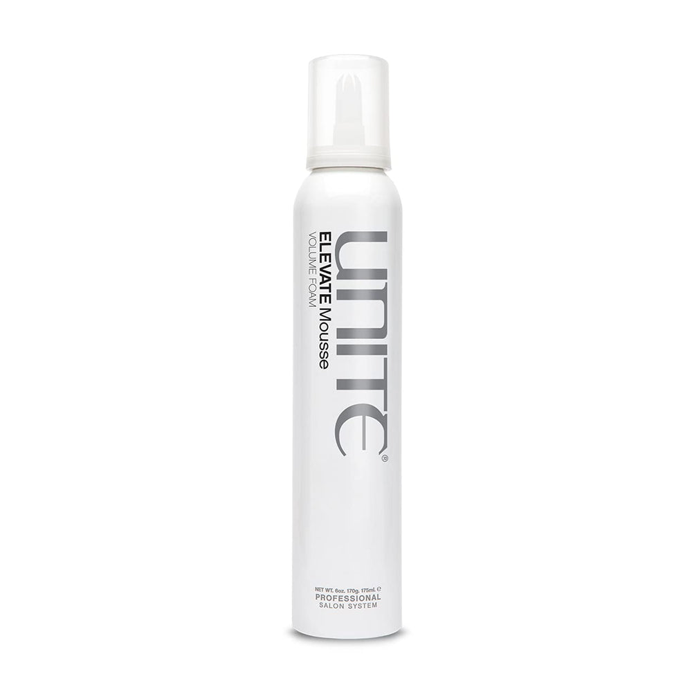 UNITE Elevate Mousse bottle front view showing volume and shine