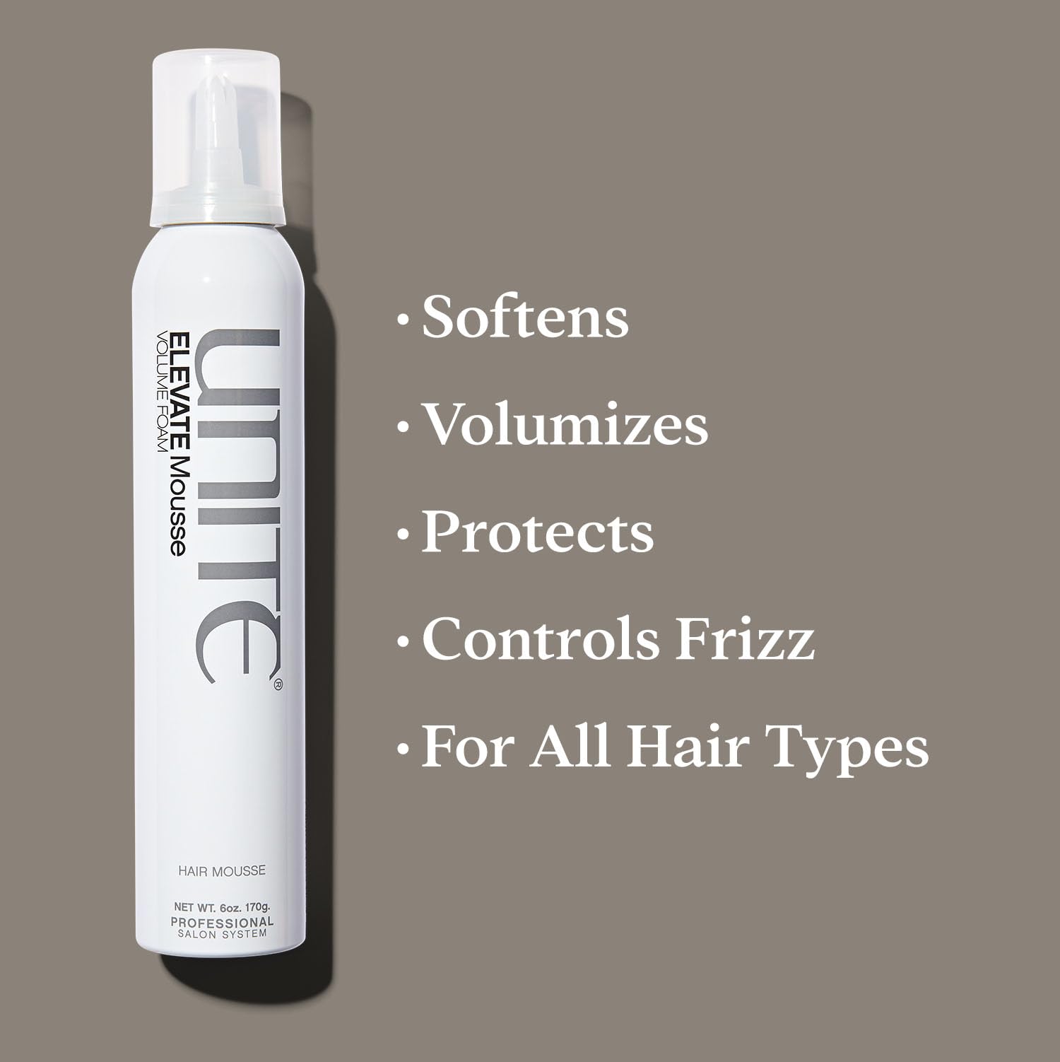 Close-up of UNITE Elevate Mousse foam texture for frizz control