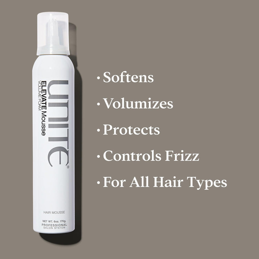 Close-up of UNITE Elevate Mousse foam texture for frizz control