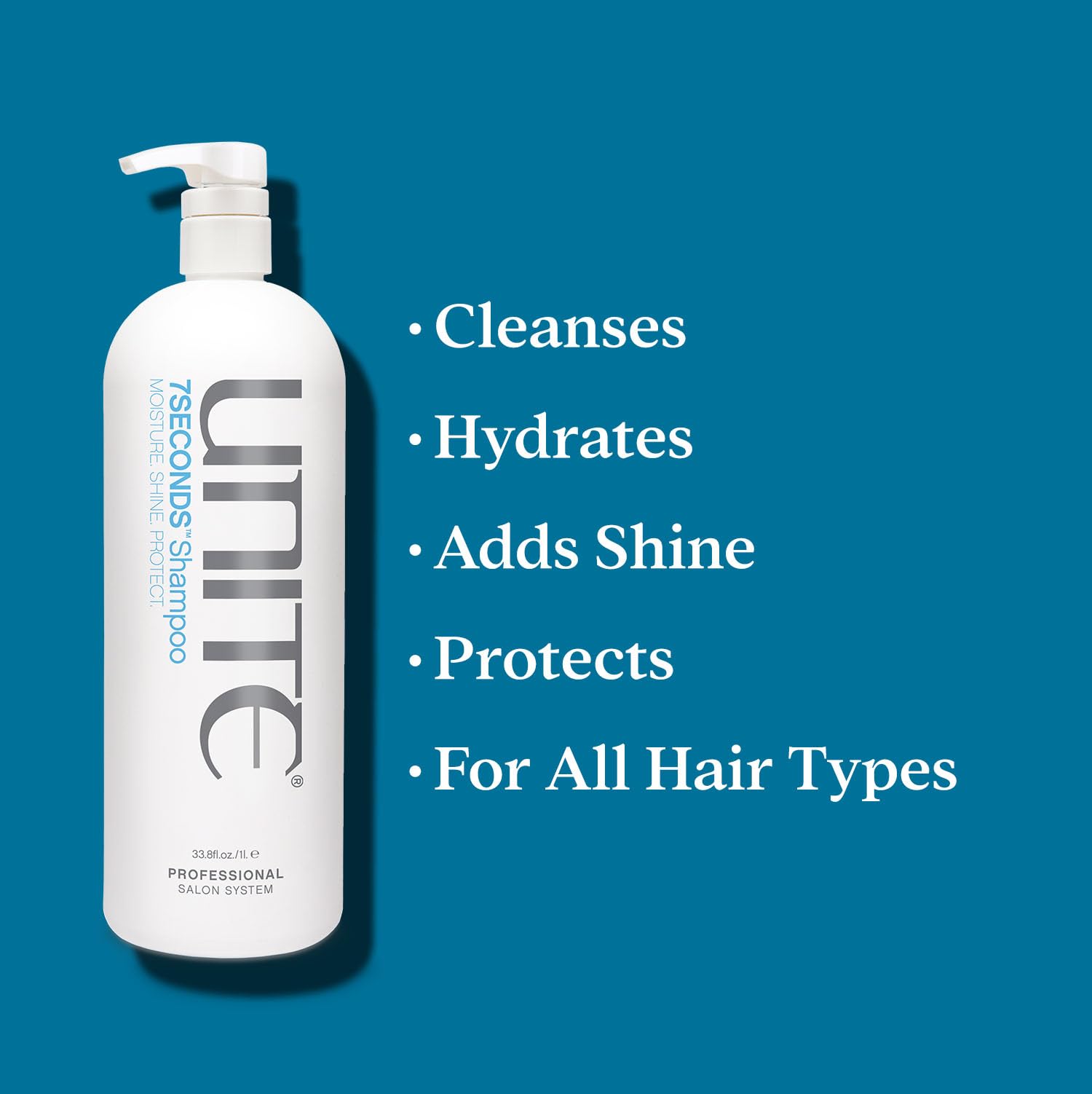 UNITE Hair 7SECONDS Shampoo protecting color during cleansing for vibrant shade.