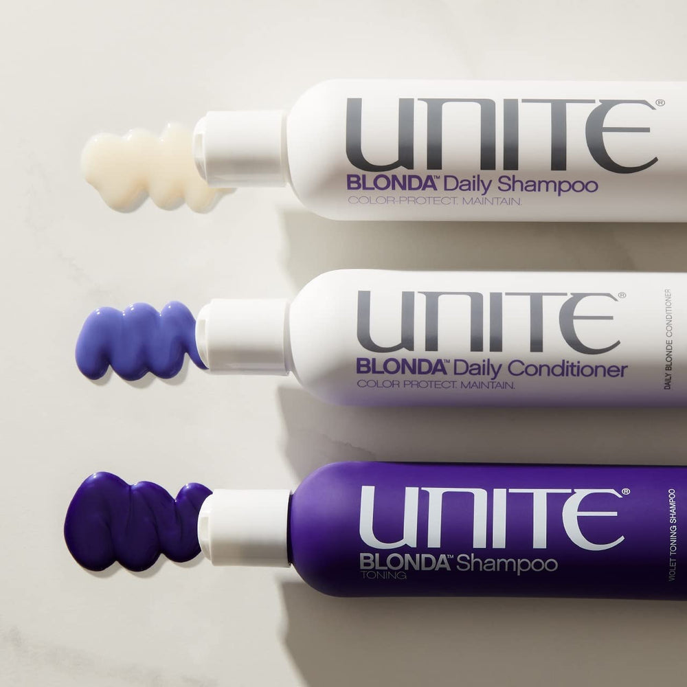 UNITE Hair BLONDA safe for color-treated hair and extensions, preserving integrity.