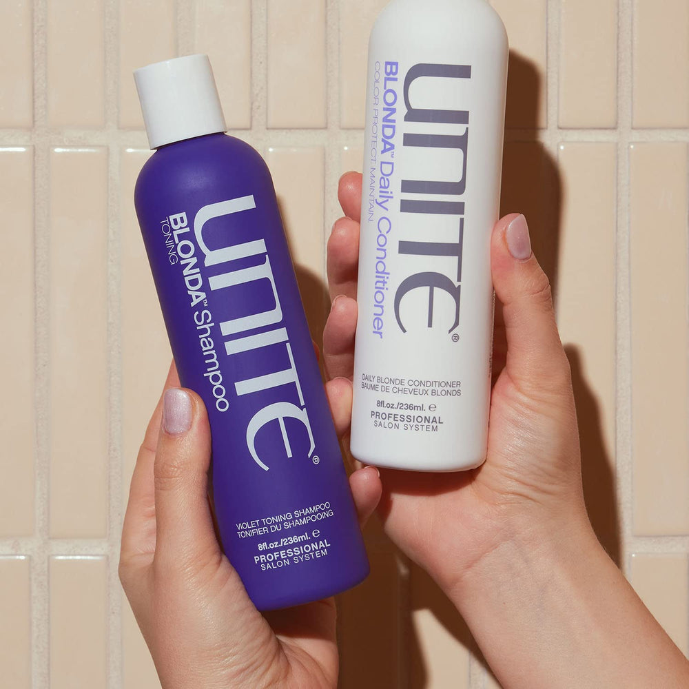 UNITE Hair BLONDA weekly toning keeps blonde hair vibrant and balanced.