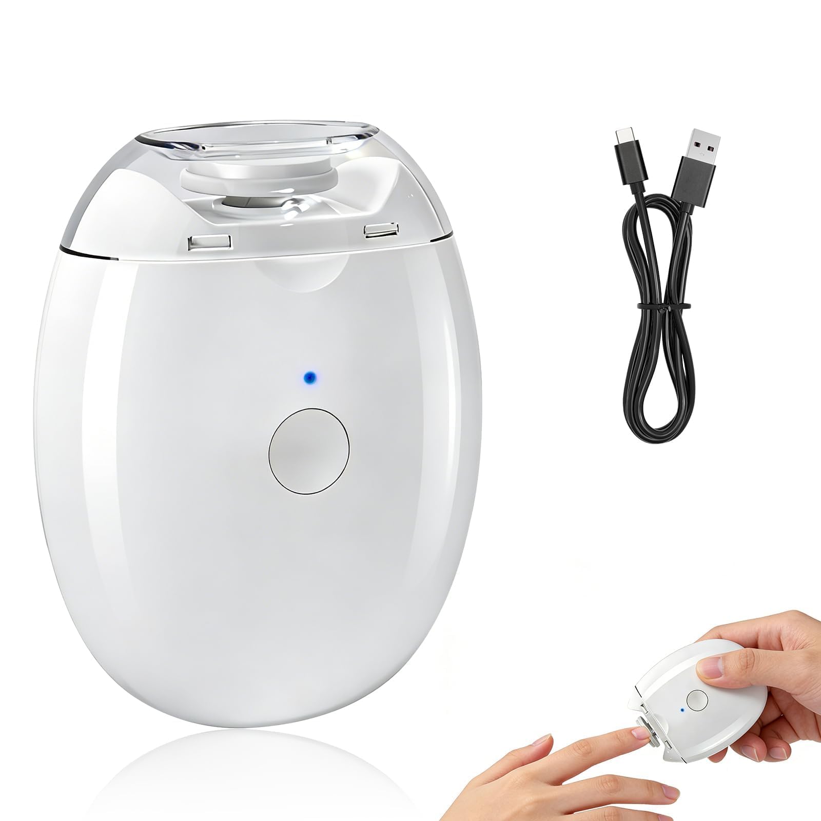 Universal Automatic Fingernail Grinder front view with built-in light for precise trimming.