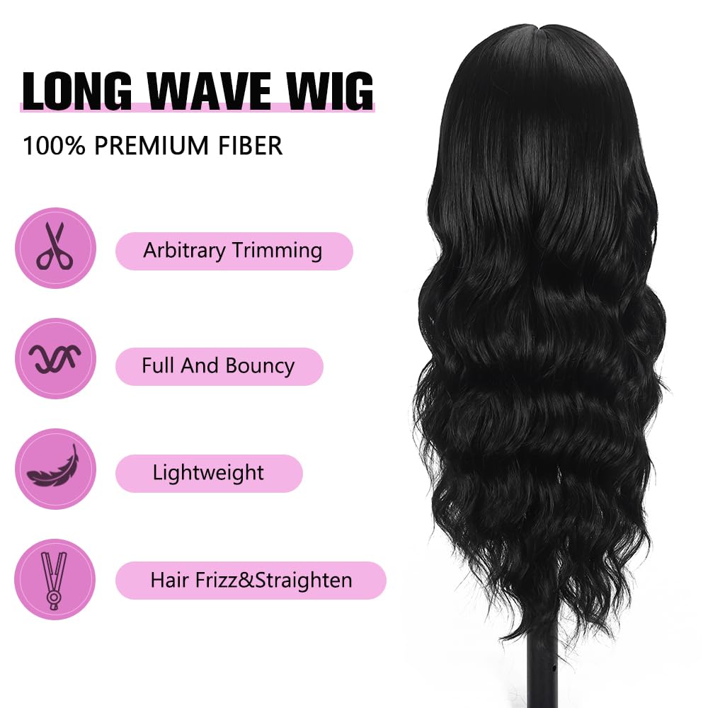 UNNYMGER natural bangs wig 26in for versatile styling and everyday glam.
