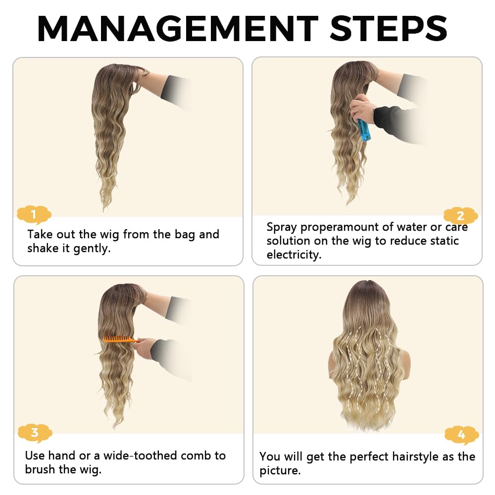 UNNYMGER ombre brown-root wig with natural-looking color blend