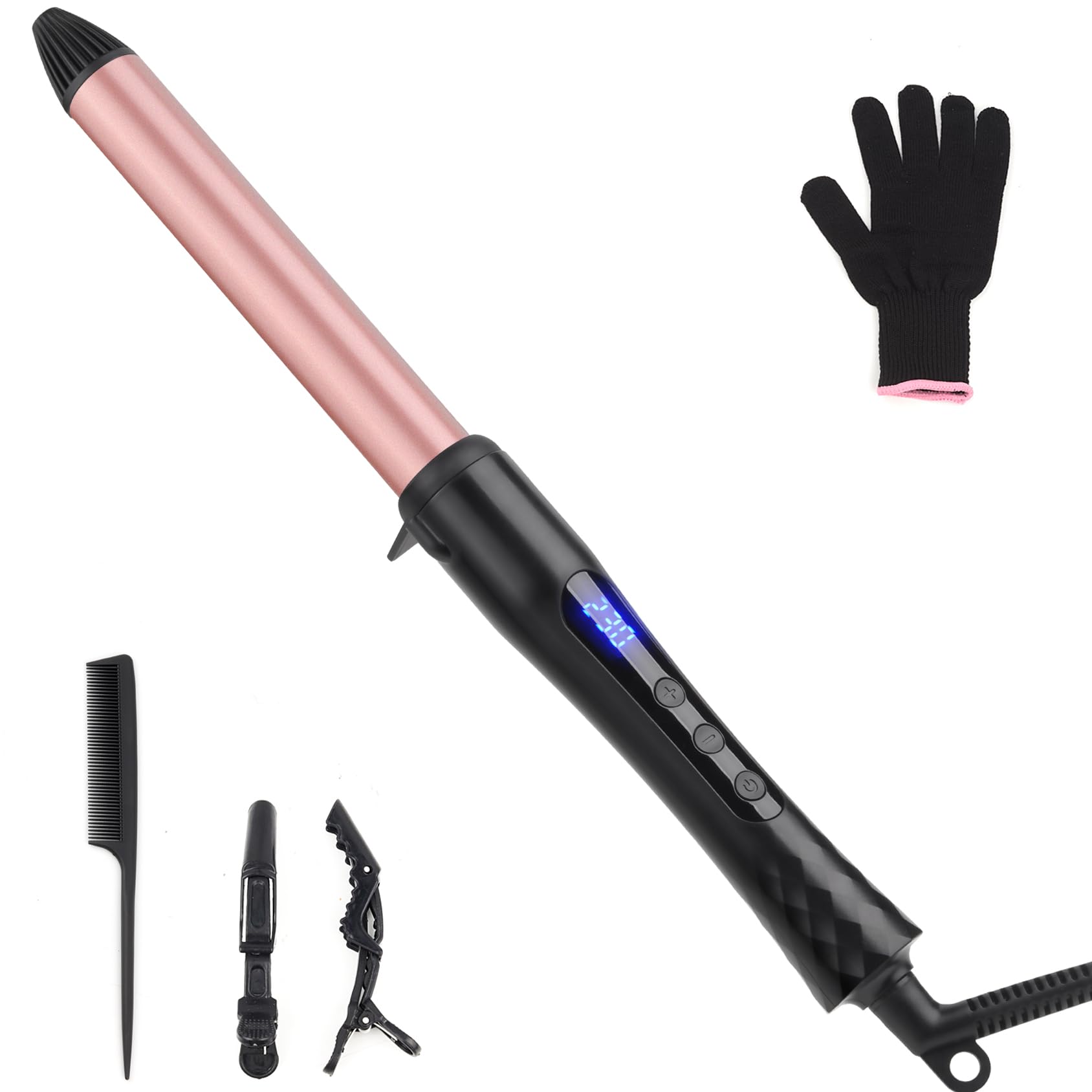 UNOBEY curling iron 25mm wand with smooth barrel for quick, lasting curls.