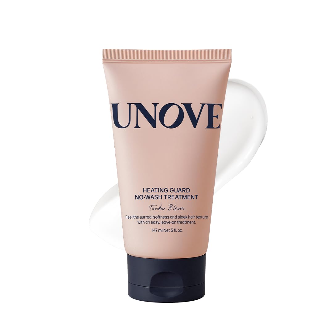 UNOVE Heating Guard bottle pour demonstrates easy application for heat-damaged hair protection