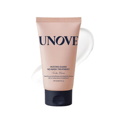 UNOVE Heating Guard bottle pour demonstrates easy application for heat-damaged hair protection