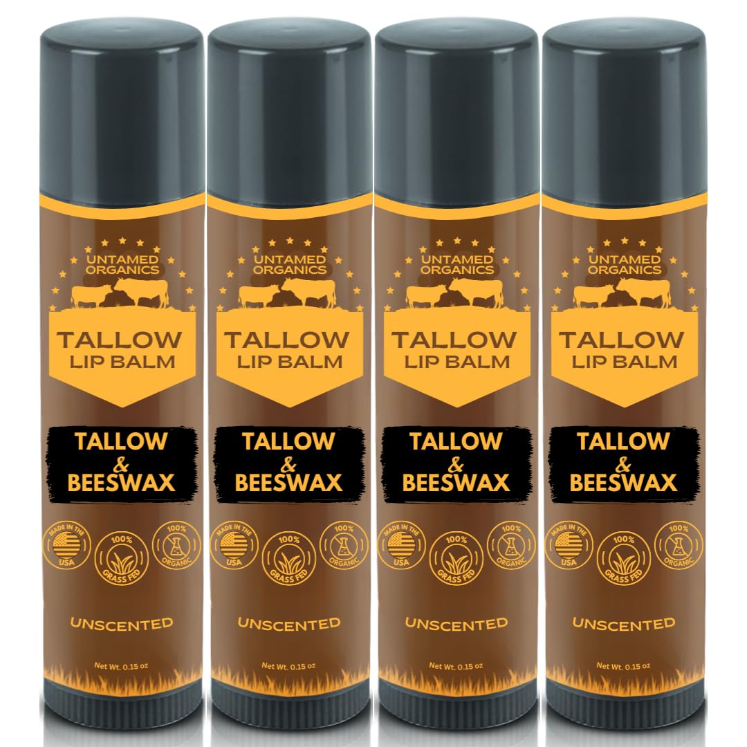 Bálsamo labial de Untamed Organics, tallow puro, empaque compacto para viaje, hidratación suave.