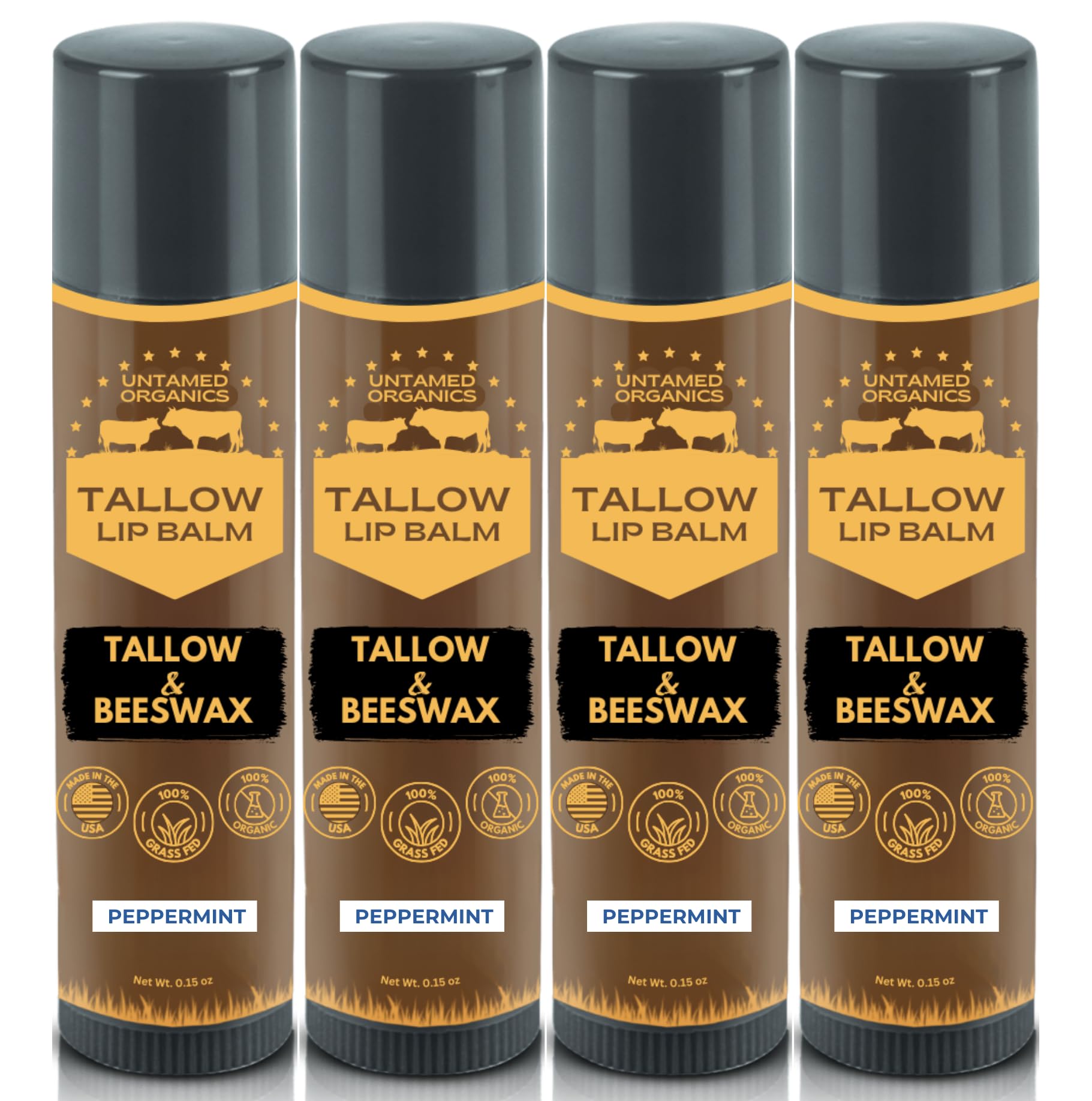 Untamed Organics Pure Tallow Lip Balm envase con menta para labios hidratados