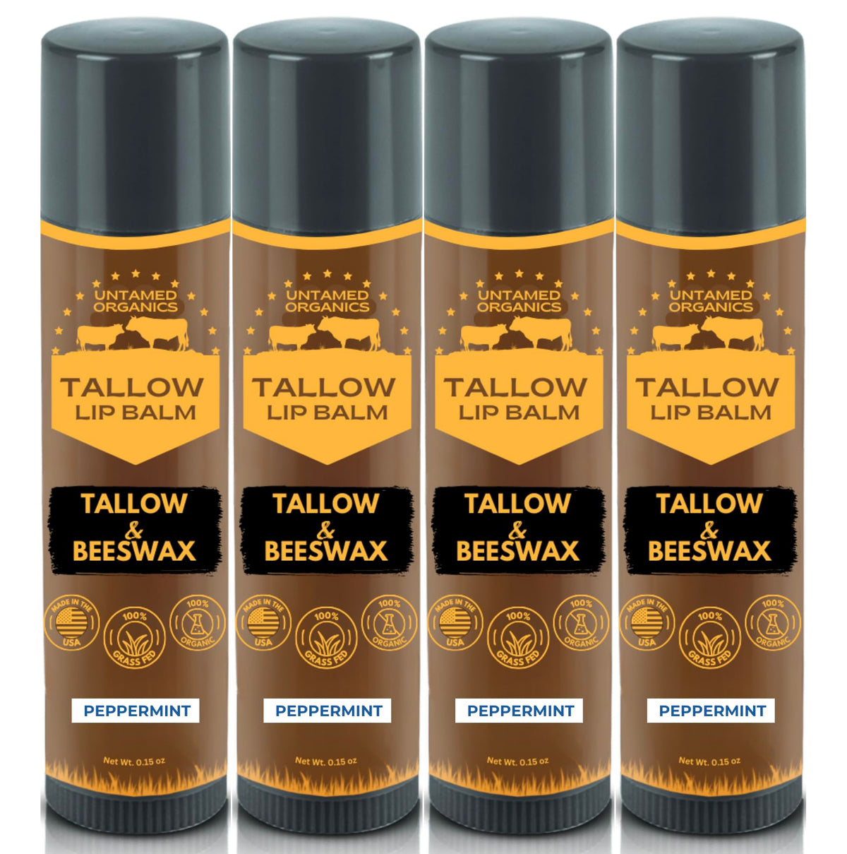 Untamed Organics Pure Tallow Lip Balm envase con menta para labios hidratados