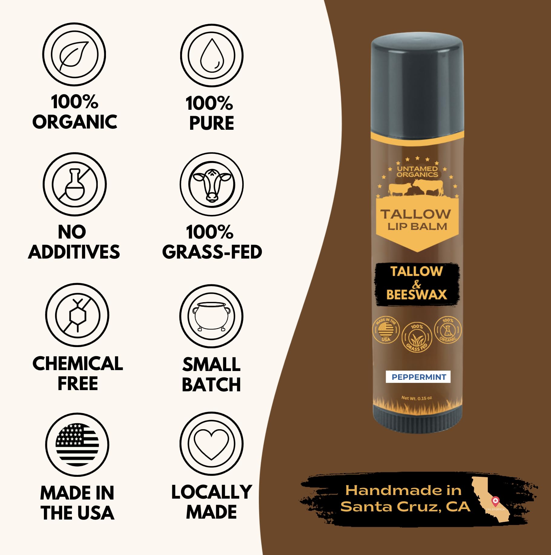 Ingredientes naturales: grasa de res y cera de abejas de calidad