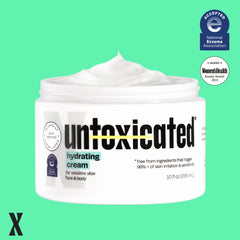 Untoxicated Moisturizing Cream bottle with ingredient card highlighting limited ingredients