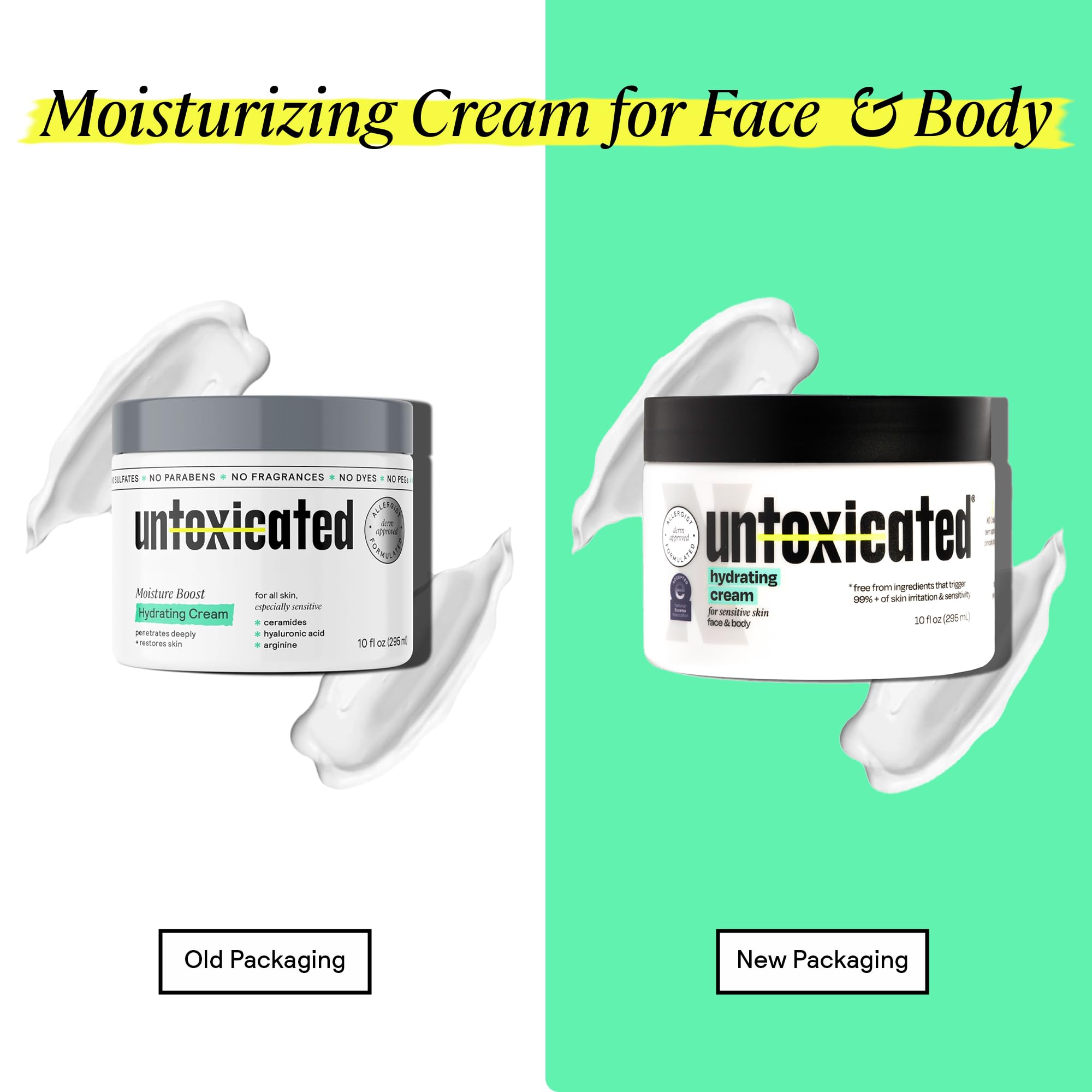 Untoxicated Moisturizing Cream swatch on forearm showing barrier support