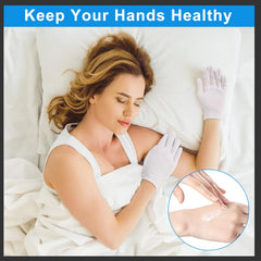 Untrytb white cotton gloves worn at night for improved skin hydration.