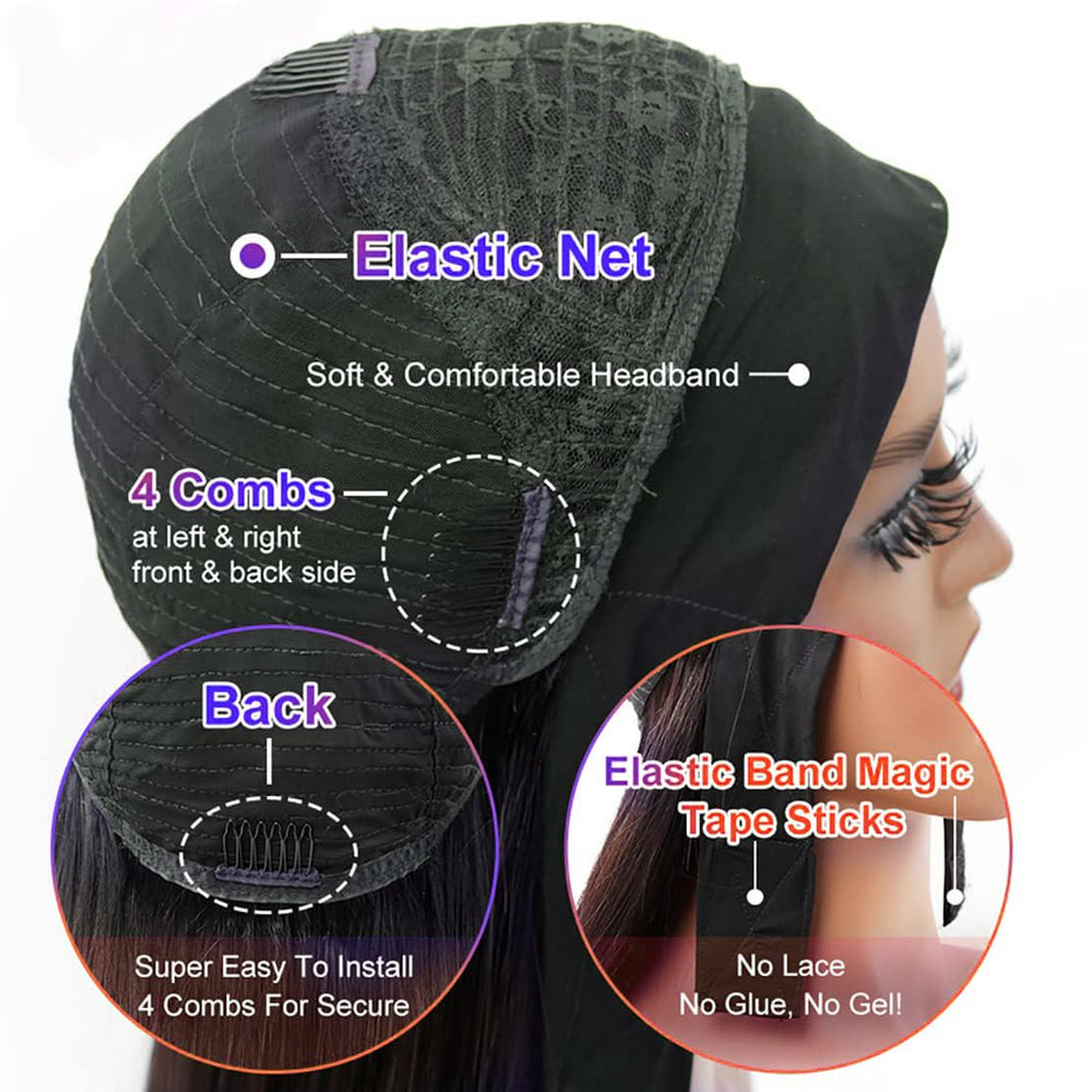 Close-up of texture and shine on Unvizossa headband wig.