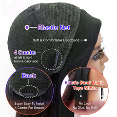 Close-up of texture and shine on Unvizossa headband wig.