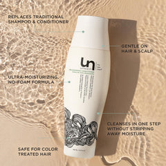 Unwash label close-up highlights natural ingredients for gentle cleansing